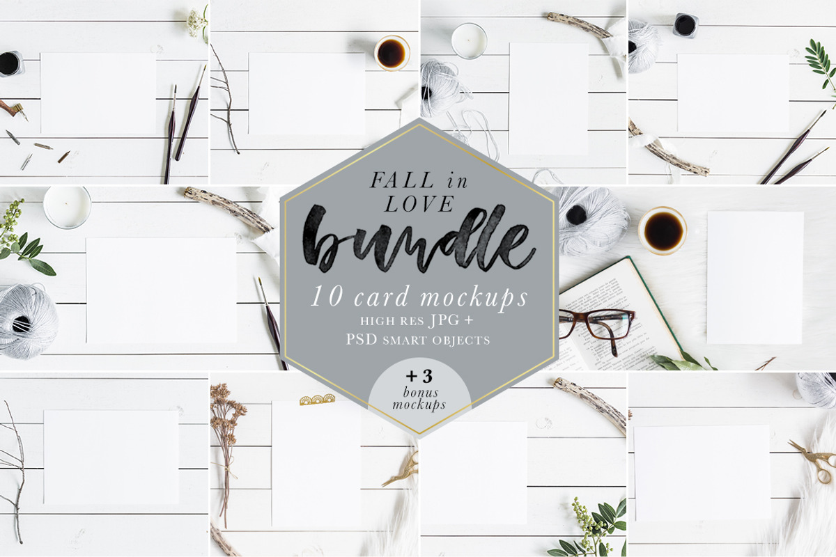 Fall In Love Bundle Mockups + Bonus, a Product Mockup by Salt Color Studio (Photo 1 of 14)