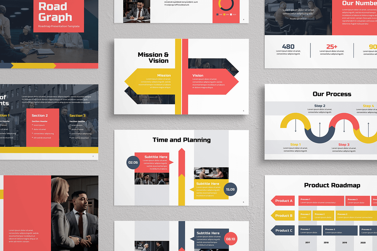 Project Roadmap PowerPoint Template, a Presentation Template by Flat Icons (Photo 2 of 6)