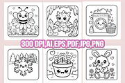 60 CUTE KAWAII COLORING PAGES, an Animal Illustration by Ink Gallery (Thumbnail 4 of 4)