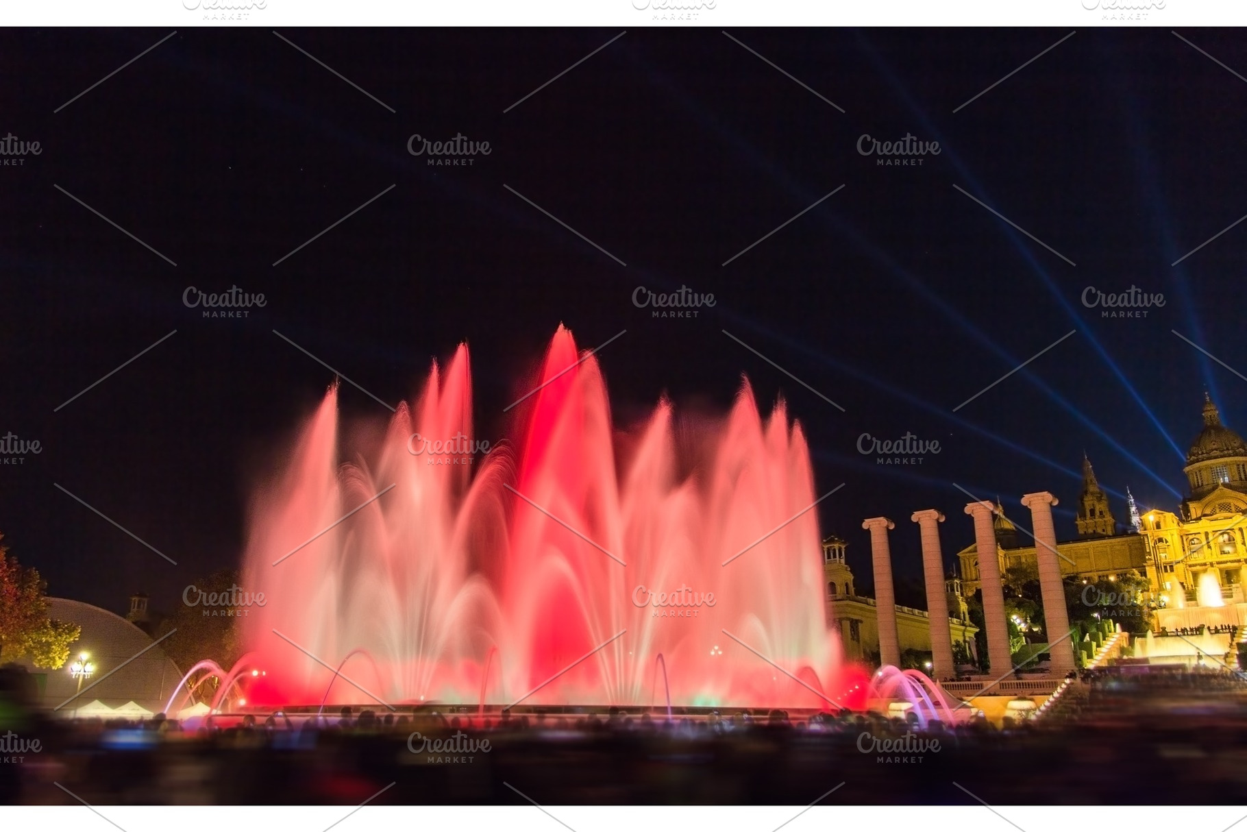 The magic fountain of montjuic in barcelona spain containing fountain, an Architecture Photo by Leonid Andronov