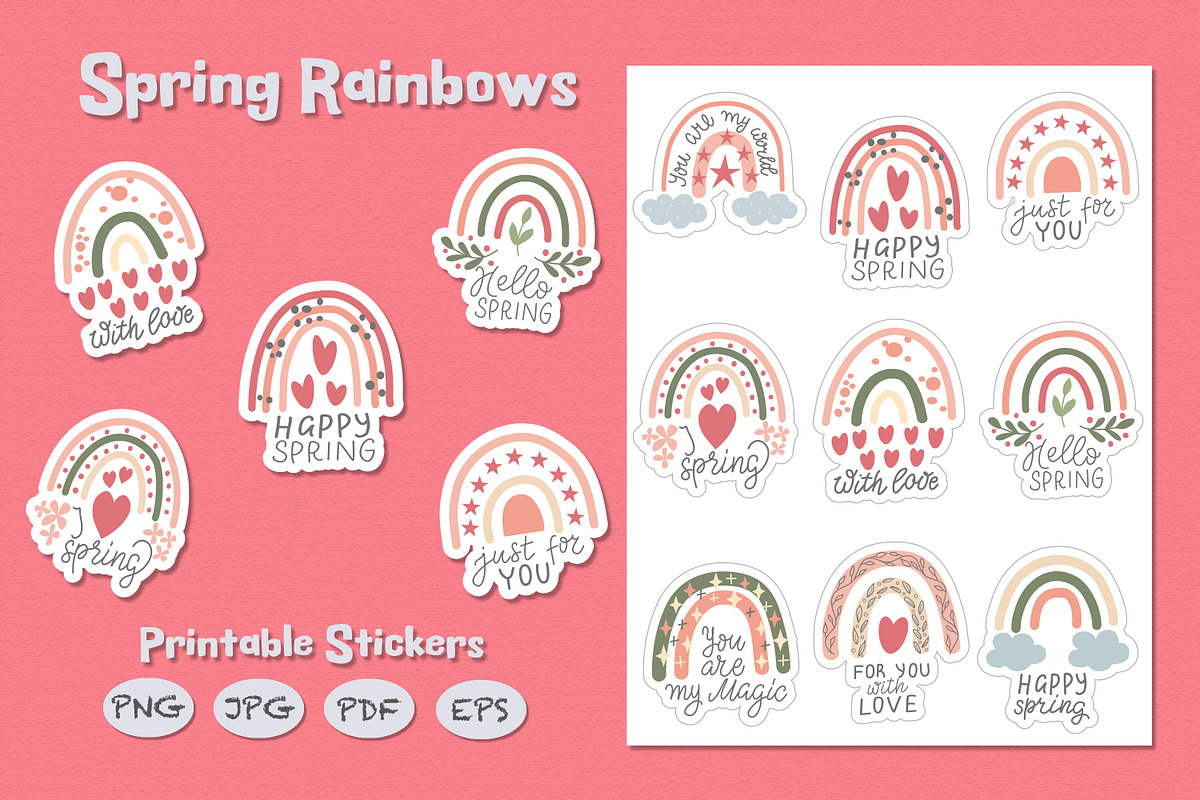 Spring Rainbows Stickers, a Technology Illustration by rinaletters (Photo 1 of 5)