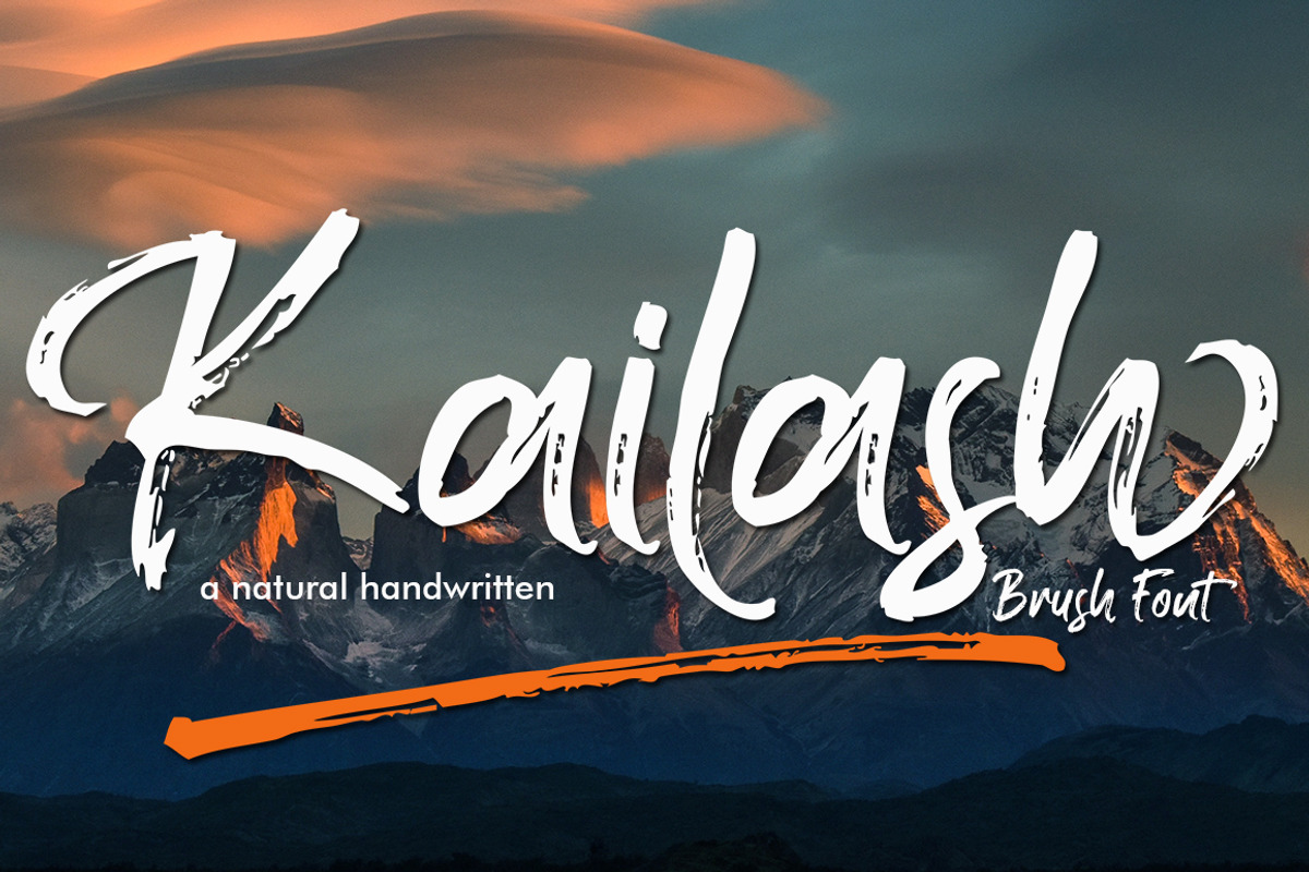 Kailash - Brush Font, a Script Font by Akifatype. (Photo 1 of 7)