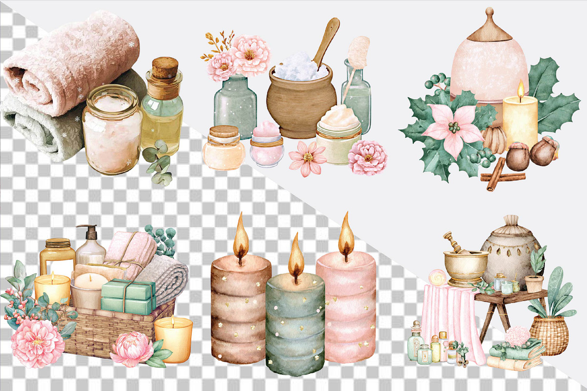 Watercolor Spa Clipart Bundle., an Illustration by SVGArt (Photo 5 of 9)