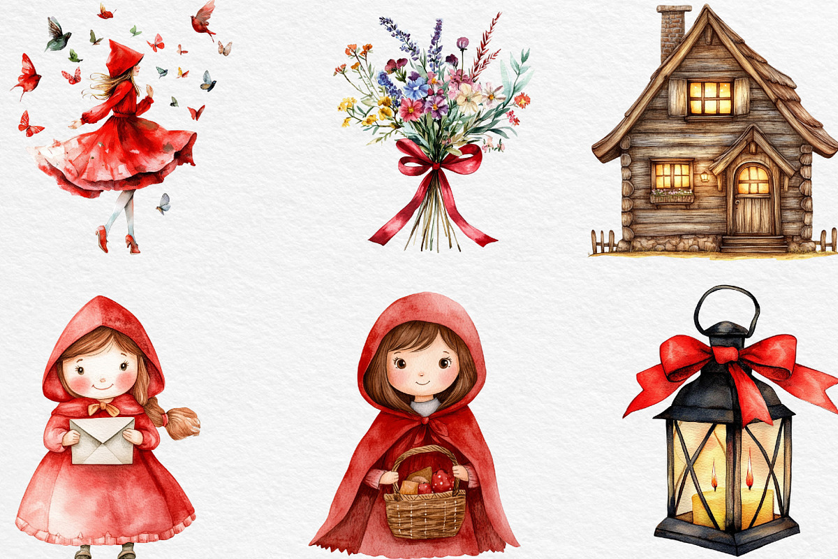 Little Red Riding Hood Clipart, an Illustration by Black Bird Studio (Photo 3 of 6)