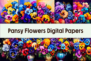 Pansy Flowers Digital Papers