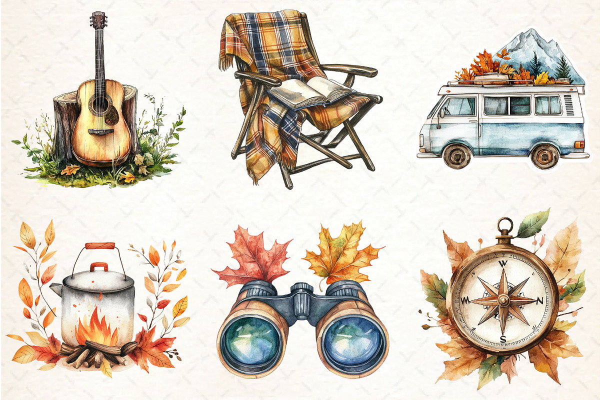 Autumn Camping Trip Clipart, an Illustration by Libby Wishes (Photo 3 of 7)