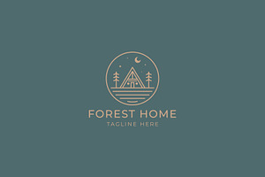 Cottage Logo Badge Lodge Forest, a Branding & Logo Template by Signatoro