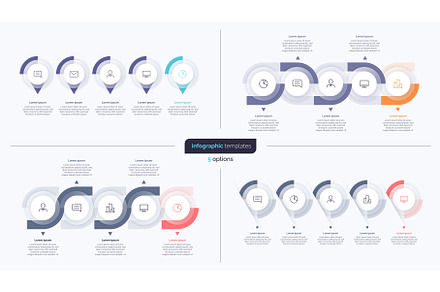 Set of five step business, a Work Illustration by rikkyal