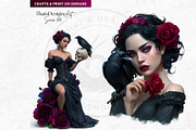 Gothic Girls with Raven Roses PNG, a Person Illustration by ThatsDesignArt (Thumbnail 5 of 10)