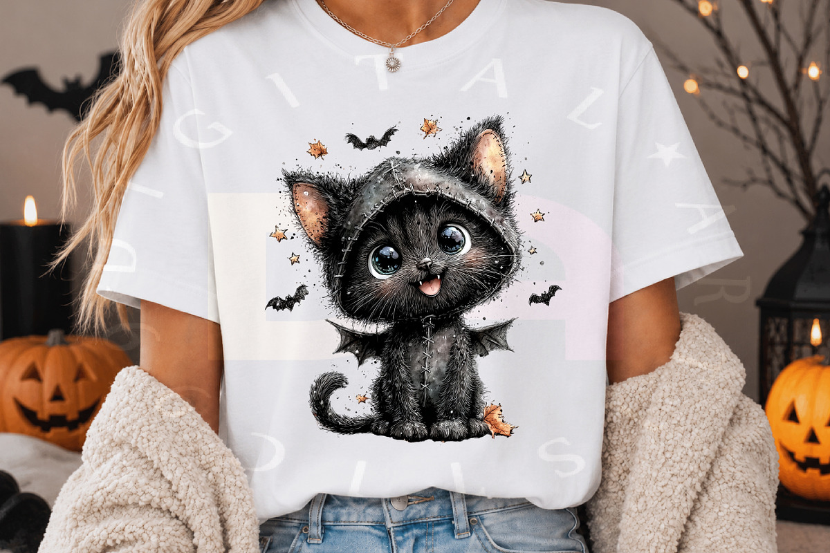 Whimsical Halloween Cat Clipart PNG, a Transportation Illustration by Digital Artistic99 (Photo 5 of 7)