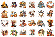 Watercolor Cowboy Autumn Clipart, an Illustration by DreamPrint404 (Thumbnail 2 of 5)
