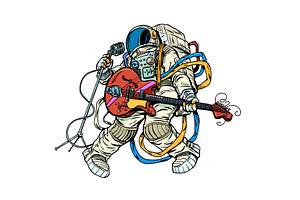 Pop Art Retro An astronaut sings, an Illustration by studiostoks