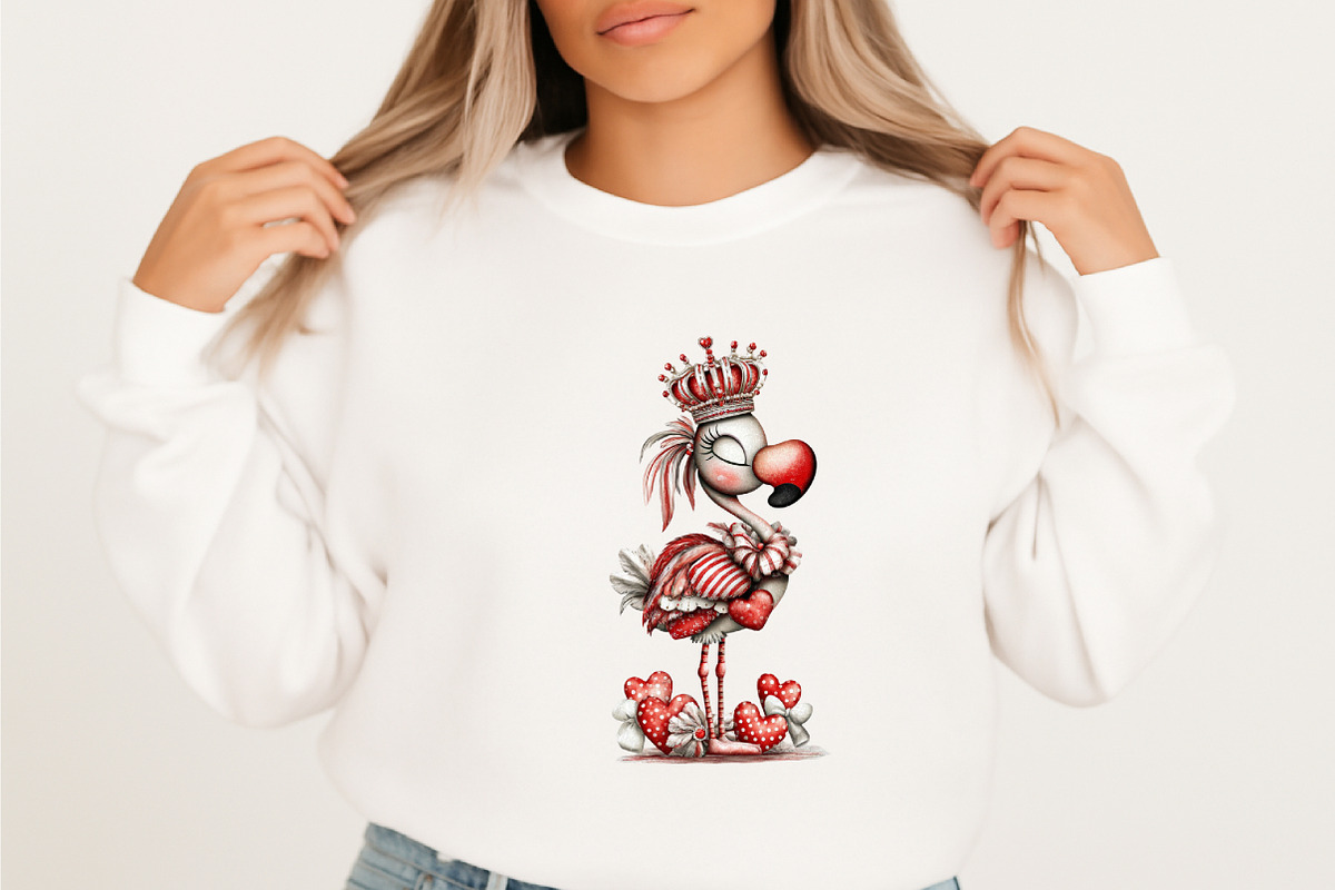 Funny Valentines Flamingo Clipart, an Illustration by designcity5 (Photo 3 of 5)