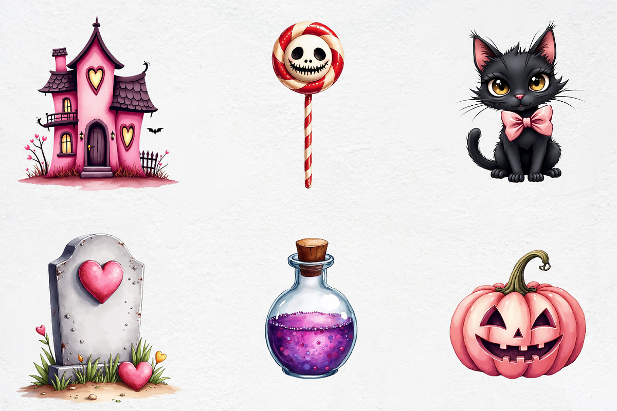 Watercolor Girly Halloween Clipart P, an Illustration by CrexoraLab (Photo 3 of 5)