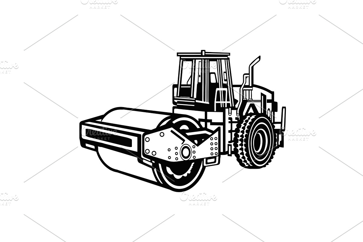 Detailed Asphalt Steam Roller -, an Illustration by Digital-Clipart