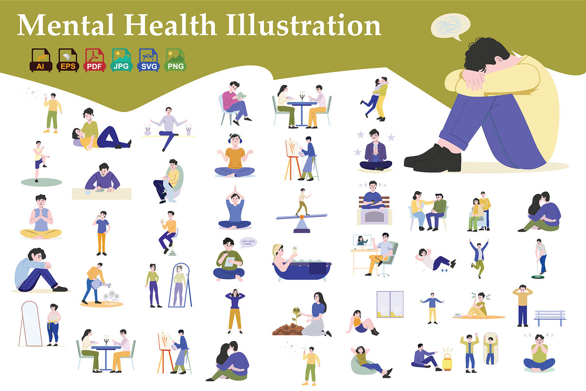 Mental Health Awareness Illustration, an Illustration by Vector Portal (Photo 1 of 5)