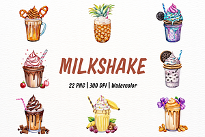 Tasty Milkshake Dessert Watercolor, a Food Illustration by New-School-Wave
