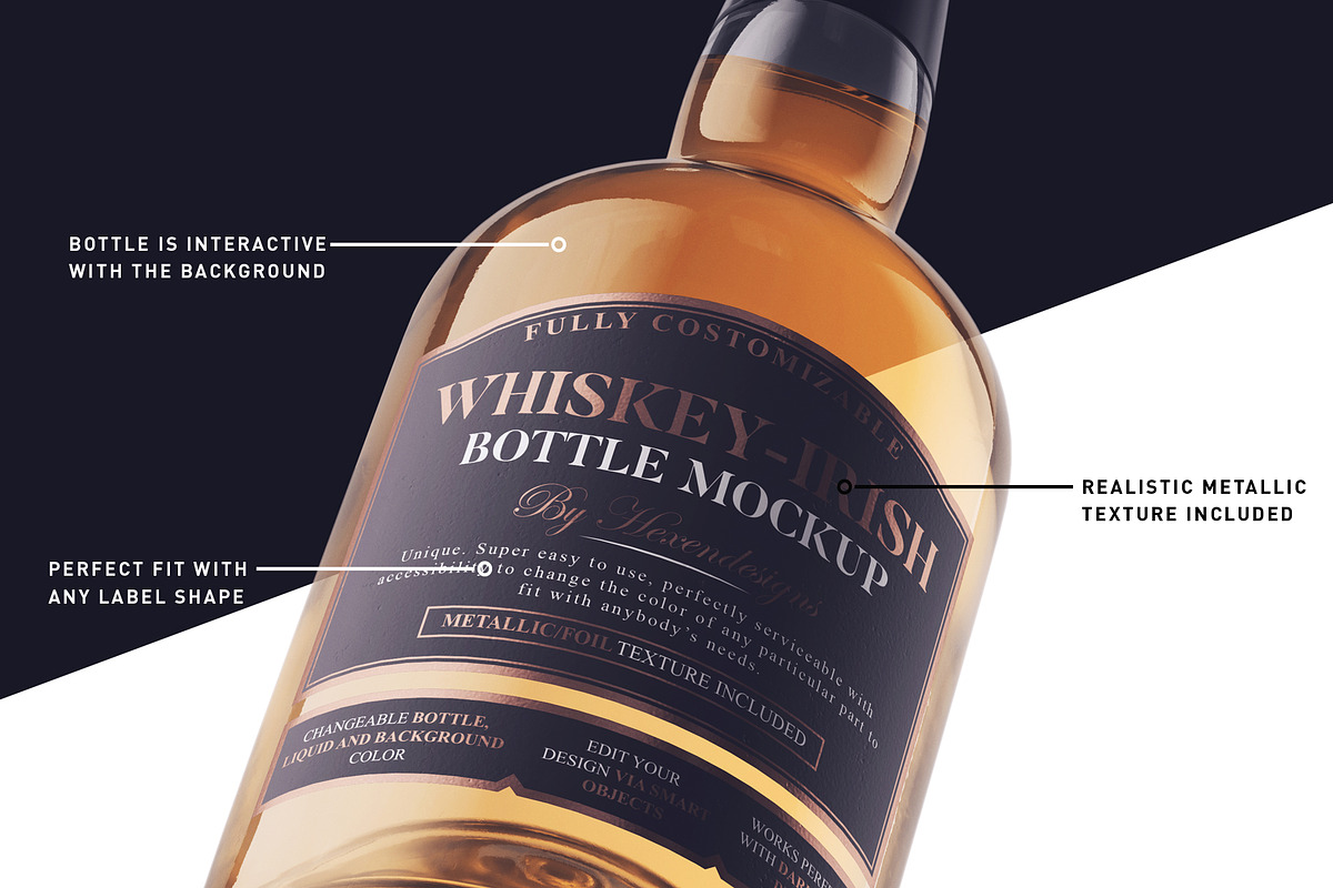 Whiskey-Irish Bottle Mockup, an Advertising Mockup by HexenDesigns (Photo 4 of 12)