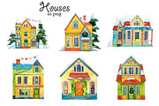Winter Village Watercolor Set, an Illustration by Daria's Magic World (Thumbnail 2 of 5)