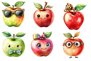 Back to School Funny Apple Clipart, an Illustration by Designworld (Thumbnail 2 of 6)
