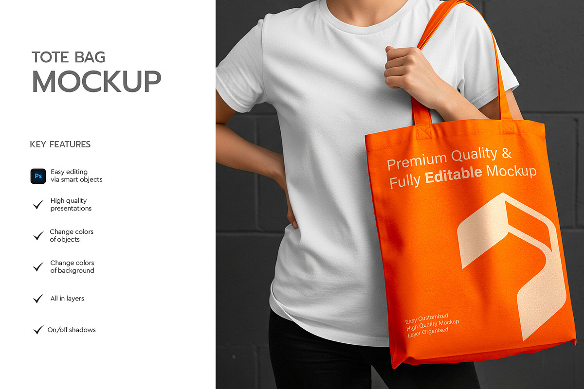 Reusable Canvas Tote Bag Mockup, a Product Mockup by graphypix (Photo 3 of 4)