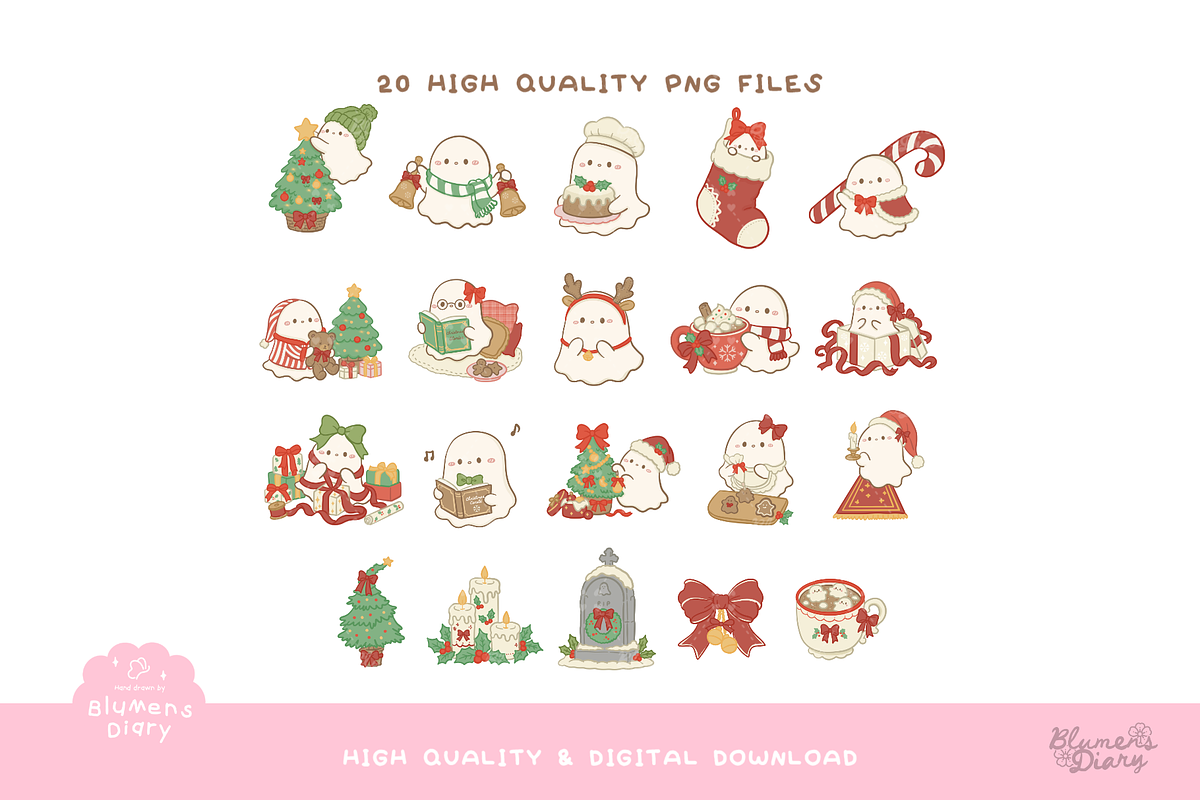 Merry Ghostmas Christmas Clipart, a Seasonal Illustration by Blumensdiary (Photo 2 of 6)