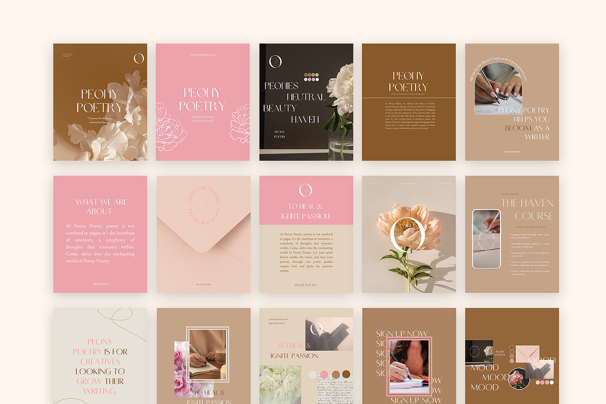 Peony Poetry for Social Media, a Social Media Template by Forever Create Studio (Photo 6 of 6)