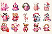 Pink Jumper Animals Christmas Clipar, an Animal Illustration by Rose Art (Thumbnail 2 of 4)