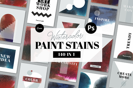 Watercolor Paint Stains in PNG