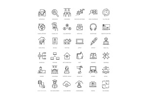 Office and coworking line icons, a Technology Illustration by Tettygreen