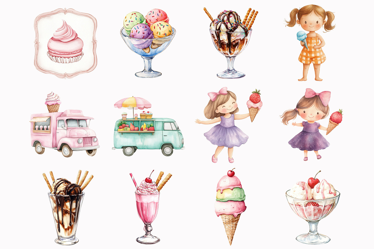 Ice Cream Truck Clipart, an Illustration by Design Market (Photo 2 of 4)