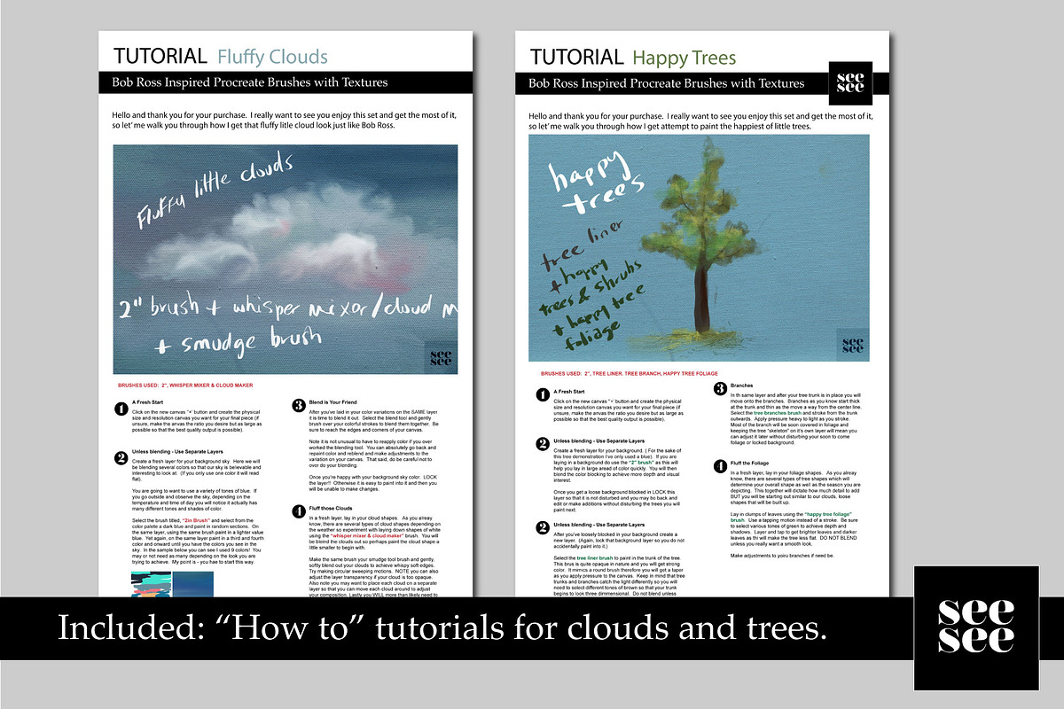Bob Ross Inspired Procreate Brushes preview 2