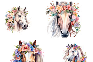 Horses With Flowers Clipart - 14 Png