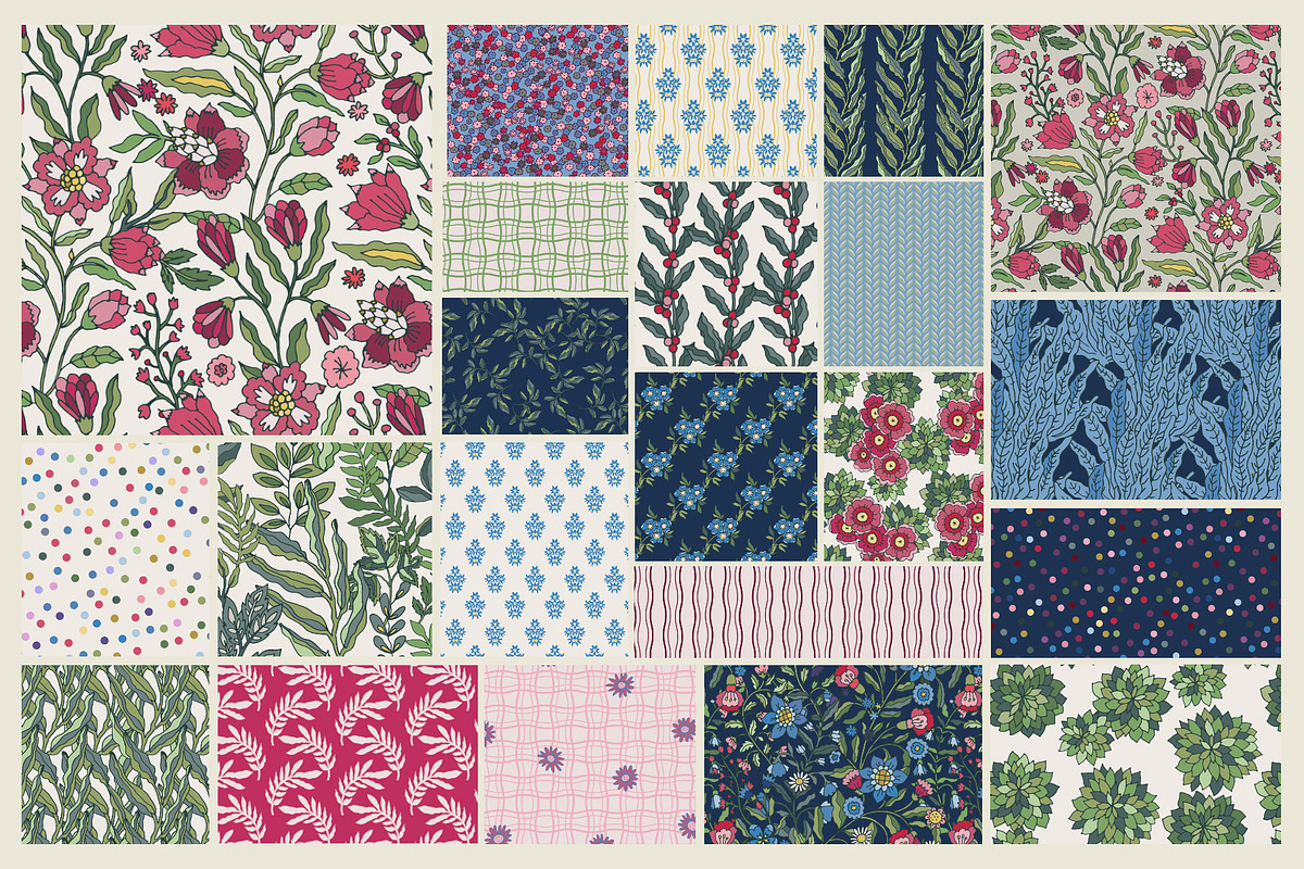 Folk Floral Seamless Patterns, a Pattern Graphic by Sonulkaster (Photo 2 of 15)
