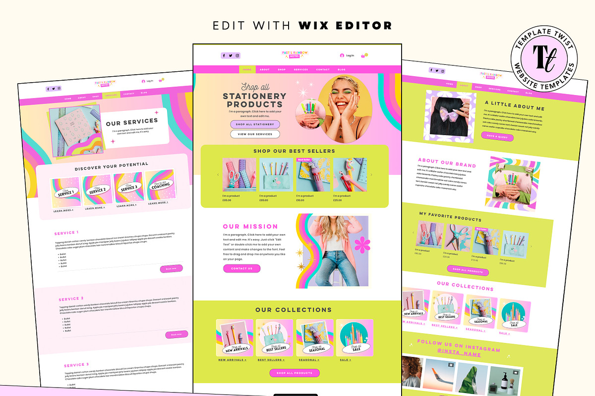 Pastel Rainbow Website Template, a Wix Template by Template Twist Shop (Photo 2 of 10)