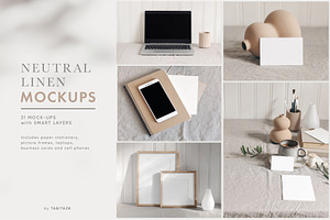 Neutral Linen Photo Mockups Bundle