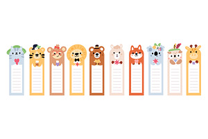 Cute cartoon animal bookmarks. Kids, an Animal Illustration by YummyBuum