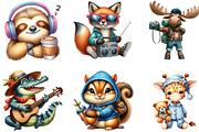 Watercolor Quirky Funny Animals PNG, an Illustration by Designking (Thumbnail 3 of 4)