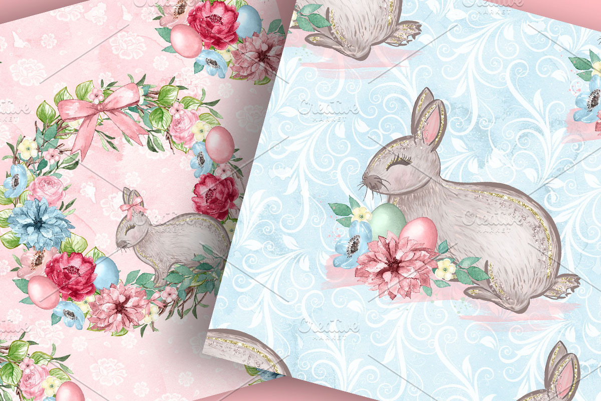 Easter Bunny digital paper pack, a Pattern Graphic by designloverstudio