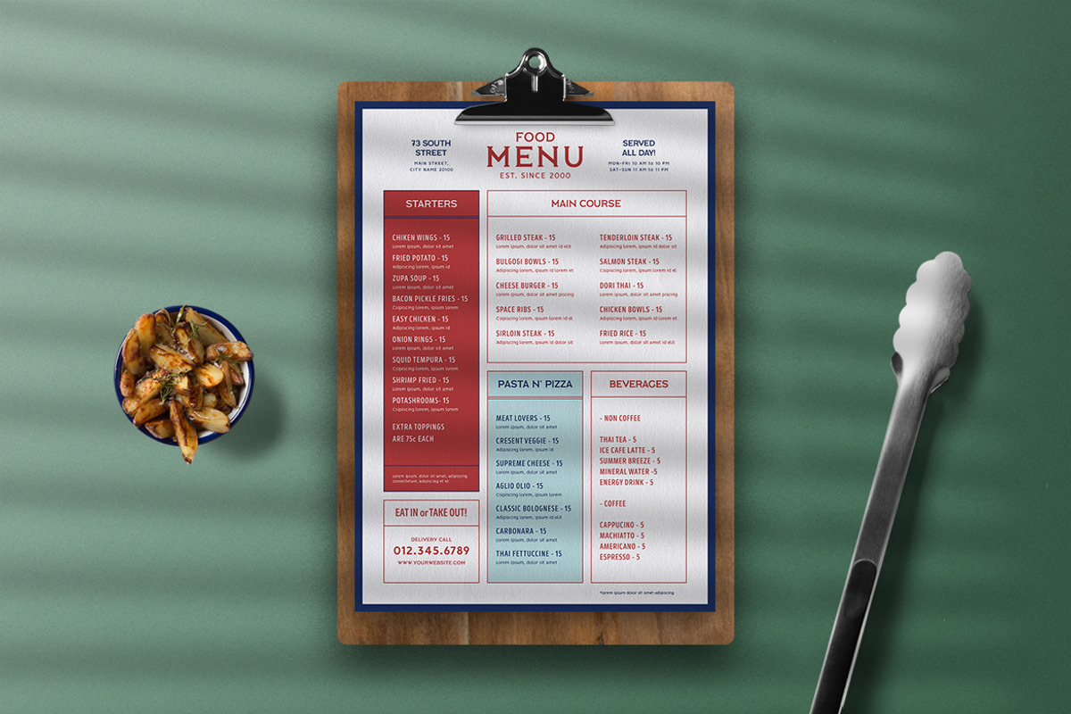 Modern Food Menu, a Print Template by The Savory Directors (Photo 3 of 3)