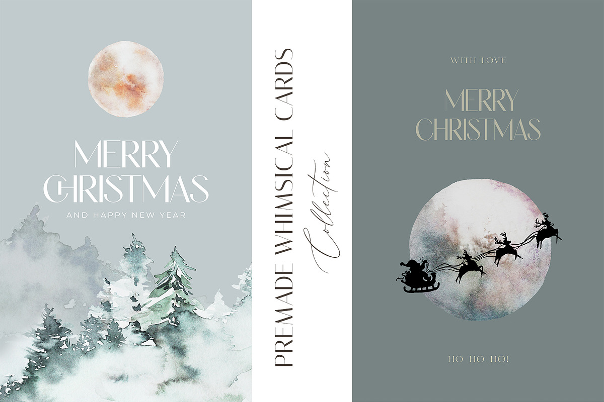 Winter Christmas Watercolor Card Set, a Decorative Illustration by WalaPalette (Photo 2 of 14)