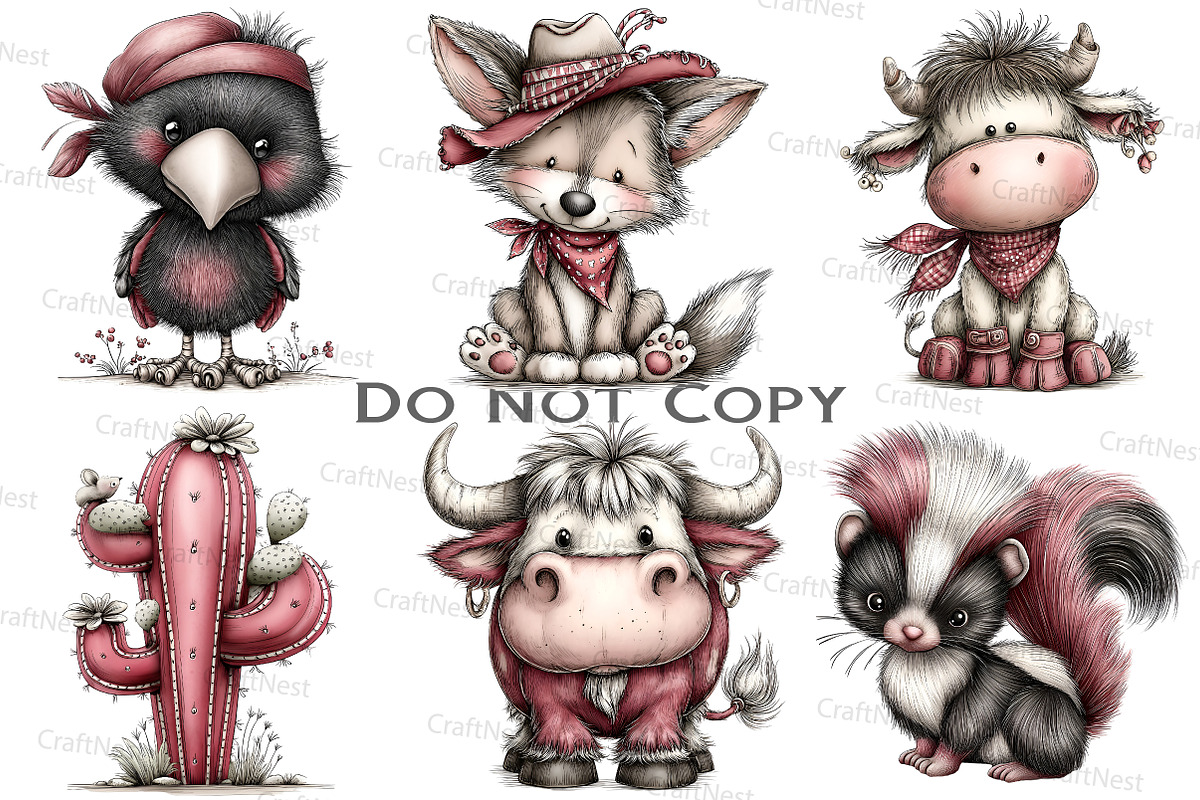 Whimsical Western Animal Clipart, an Illustration by Craft Nest (Photo 7 of 8)