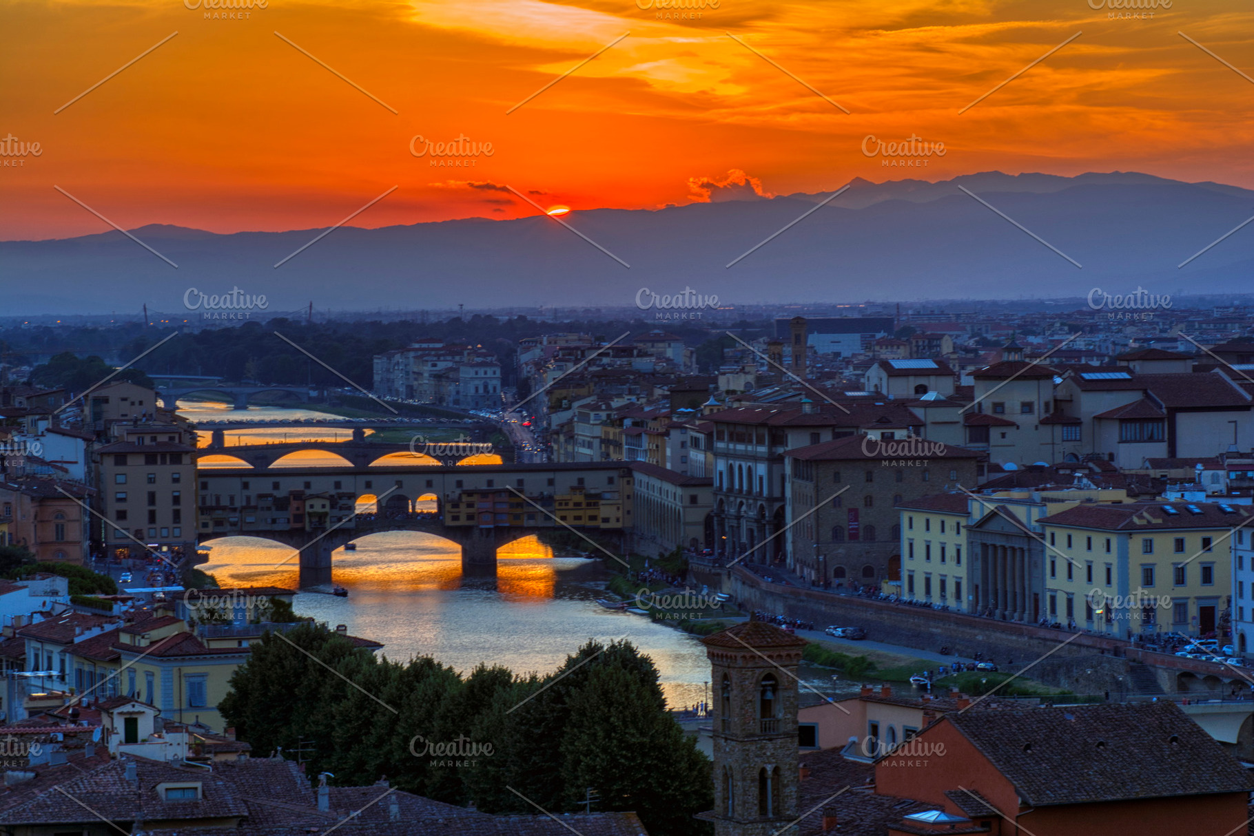 Panorama of bridge Ponte Vecchio, Florence., an Architecture Photo by CreativePhotoSpain