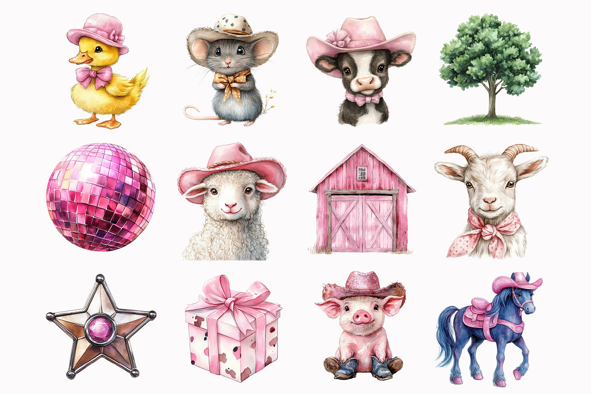 Watercolor Howdy Farm Clipart, a Seasonal Illustration by Design Market (Photo 2 of 4)