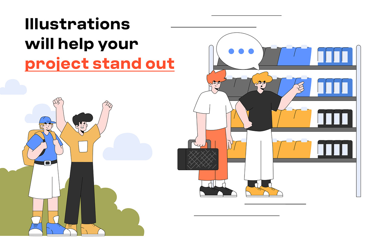 Friendship 2D Illustration Pack, a Person Illustration by orenjidesign (Photo 2 of 8)