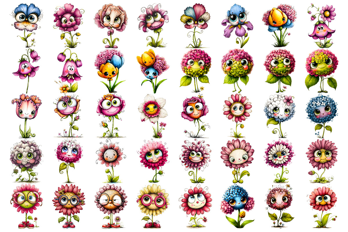 Cute Watercolor Flower Clipart Bundl, a Seasonal Illustration by ElenazlataArt (Photo 2 of 4)