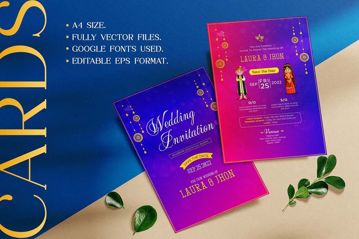 Indian Wedding Invitation Card Set, an Invitation Template by Creative Hatti (Photo 3 of 6)