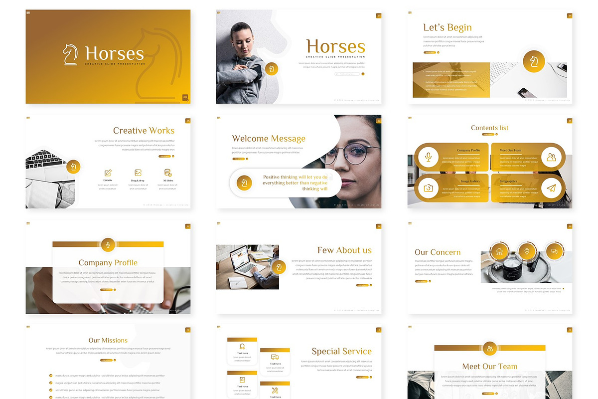 Horses - Powerpoint Template, a Presentation Template by AQR Studio