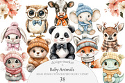 Watercolor Baby Animals Clipart, an Illustration by Design Market (Thumbnail 1 of 5)