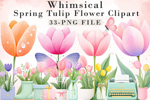 Whimsical Spring Tulip Flower Clipar, an Illustration by Libby Wishes